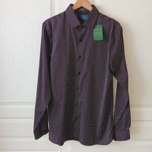 Stitch Fix Fairlane Men's Tall Red Black Dobby 24/7 Slim Fit Shirt Size L Tall